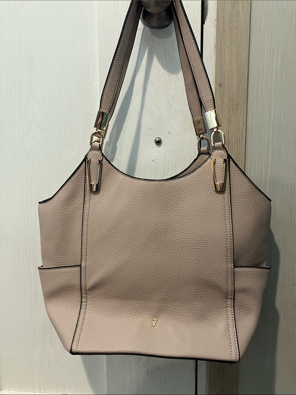 Seven days Women's Taupe Tote Bag with Gold Accents